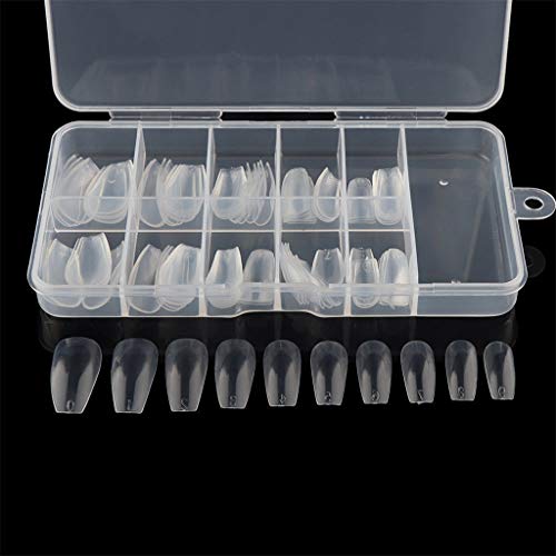 image for ABASSKY 100Pcs Long Coffin Shape Full Cover False Fake Nails Art Tip D