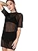 MakeMeChic Women's Swimsuit Cover Ups Beach Swimwear See Through Sheer Mesh Dress B Black S