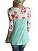 Annflat Anflat Women's Floral Patchwork Crewneck 3/4 Sleeve T-Shirt Loose Tunic Tops X-Large Green