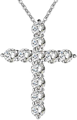 Silver Plated Necklace Jewelry Women Wedding Fashion Cross CZ Crystal Zircon Stone Pendant Necklace Christmas Gift N296