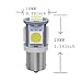 YINTATECH 10x BA9S T11 Interior White LED Light Bulbs, 53 57 182 257 1895 6253 64111 64113 1891 1445 LED Bulb for Glove Box/Ignition/License Plate Light, 5050 5-SMD