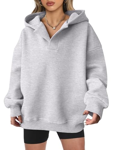 ANRABESS V-Neck Fleece Hoodie
