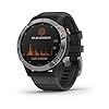 Garmin fenix 6 Solar, Solar-powered Multisport GPS Watch, Advanced Training Features and Data, Silver with Black Band