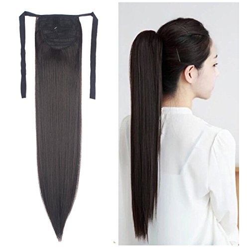 Haironline One Piece Tie Up Ponytail Clip in Hair Extensions Hairpiece Binding Pony Tail Extension for Girl Lady Woman