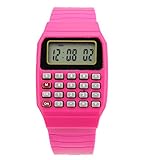 HeroNeo® Cute Children Silicone Date Multi-Purpose Electronic Wrist Calculator Watch (Hot Pink)