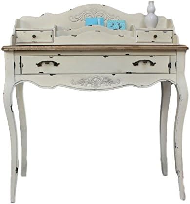 elbmoebel Elbmöbel Bureau White Brown Country House Style Luxury Beige Solid Wood Table
