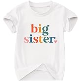 SANIXJOO Toddler Big Sister T-Shirt Big Sis Sibling Reveal Crewneck Tee Baby Girls Short Sleeve Announcement Summer Cute Top