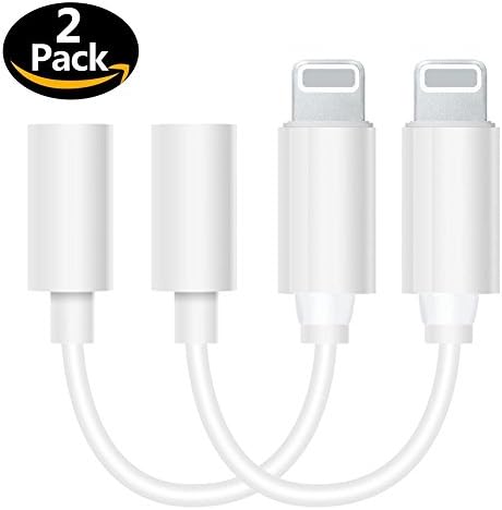 Lightning Jack 2 Pack Adapter for iPhone Lightning to 3.5 mm Headphone Jack Adapter Lightning Connector to 3.5mm AUX Audio Jack Earphone Extender Jack Stereo Support IOS 10.2