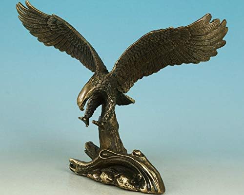 MAYUNKA Statue Antiques Old Bronze Handmade Carved Eagle Collect Statue Figure Decor