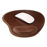 Londo Leather Oval Mouse Pad with Wrist Rest, Dark Brown