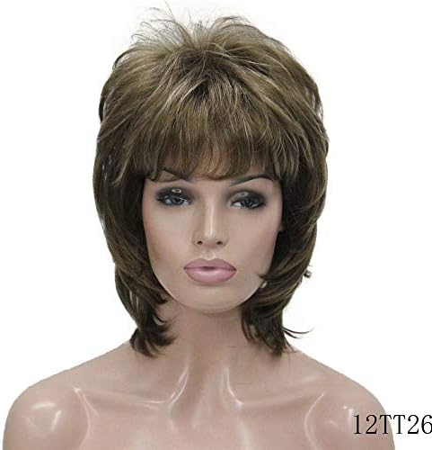 Women Synthetic Wig Short Auburn/Blonde Natural Wigs Capless Layered Hairstyles 12TT26 6inches