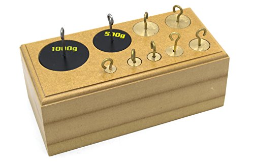 Eisco Labs Set of 9 Brass Hooked Weights - 10-1000g in Wooden Block - Thumbnail 2