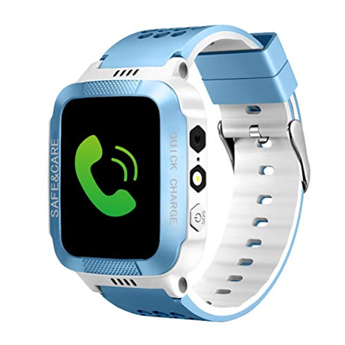 Buybuybuy Smart Watch for Kids,Y21S Smartwatches for Girls Boys Phone Watch Camera SOS Alarm Clock, Safety Dual Positioning Child Phone Watch for kids Birthday Great Gifts (Blue) - Thumbnail 2