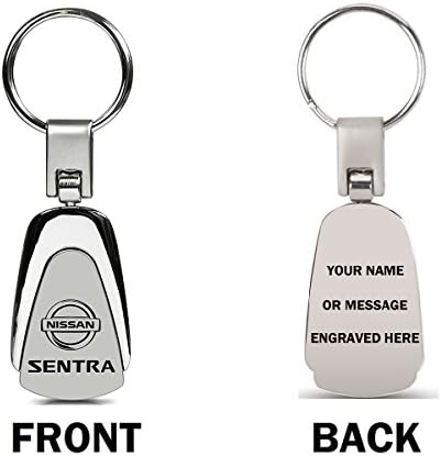 Personalized Nissan Sentra Keychain &amp; Keyring - Chrome Teardrop