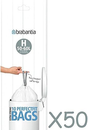 50x WHITE BRABANTIA BIN LINERS TYPE H 50-60 LITRE by Brabantia
