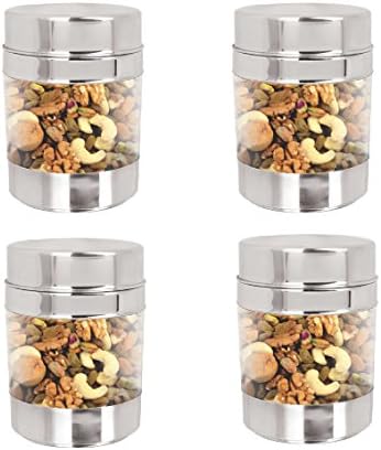 Navratna Steels See Thru Twist Cannister 650ML (Pack Of 4)