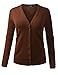 BILY Women's V-Neck Button Down Long Sleeve Classic Knit Cardigan Mocha 3X-Large