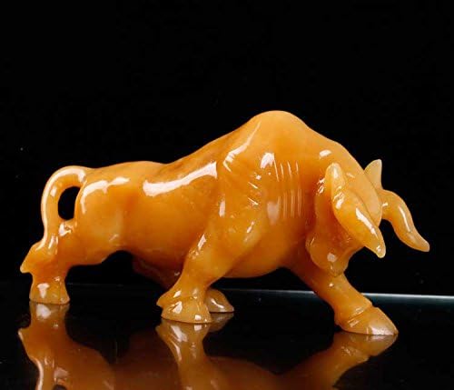 YUNHAOFeng Shui Jade Wall Street Bull Cow Ox Statue Figurine