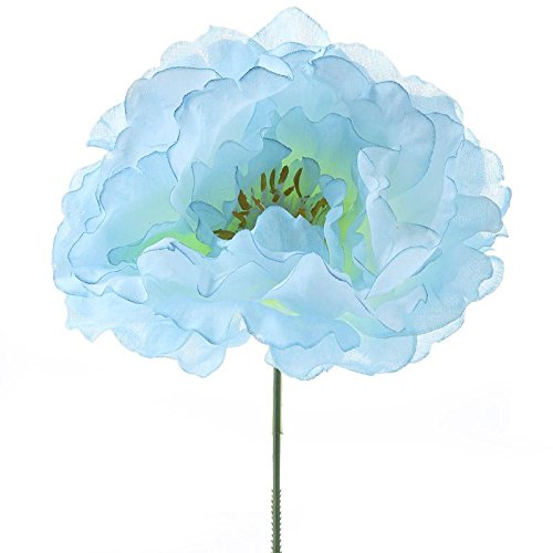 Factory Direct Craft Group of 6 Romantic Blooms of Vibrant Layering Soft Blue Petal Floral Stems for Corsages, Favors, and Crafting