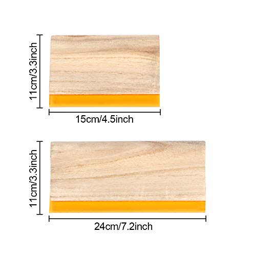 M-Aimee 2 Pieces 2 Sizes Screen Printing Squeegee, 75 Durometer Wooden Ink Scraper for Screen Printing