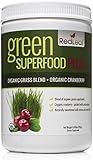 Red Leaf Green Superfood Plus - Organic Grass Blend Plus Organic Cranberry Supplement - Naturally Sweetened With Stevia and Organic Monk Fruit - Easy Mix Powder - 30 Servings