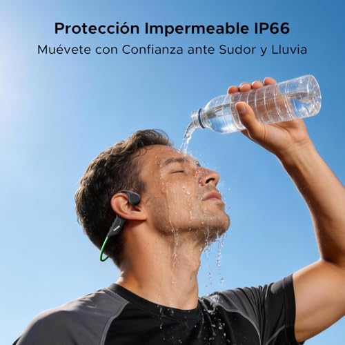 DOOGEEEco BoneBeatRunRay Auriculares Conduccion Auriculares Deportivos Inalámbricos Open-Ear con Luz LED Seguridad Auriculares Impermeables IP66 10h Autonomía Carga Rápida para Correr Gimnasio-Negro