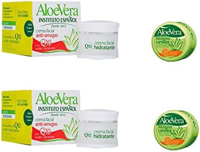 Instituto Espanol Aloe Vera Anti Wrinkle Q10 Face Cream 2x 50ml + Aloe Vera Body Cream 2x 50ml