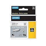 DYMO Authentic Industrial Heat Shrink Tubes for LabelWriter and Industrial Label Makers, Black on White, 1/2", (18055)