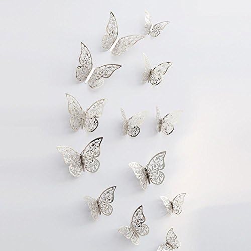 12 Pcs 3D Wall Stickers Hollow Butterfly Stickers Home Decorations for Fridge Christmas by LuckUK