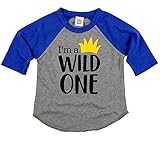 Wild One Boys Birthday Shirt 1st Birthday Shirt Boys Blue Baseball T Shirt for Boys 1st Birthday Shirt,18 Months,Blue