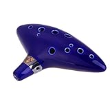 AFUNTA 12 Hole Ocarina Ceramic Alto C Legend of Zelda Ocarina Flute with song book (Neck Strap Cord with Random Color)- Blue