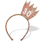 Fun 30th Birthday Sparkly Crown Headband Tiara and Party Hat Alternative Unisex One Size (Rose Gold)