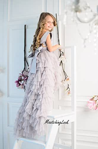 grey tutu flower girl dress