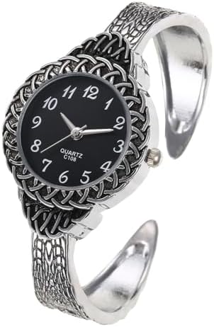 30mm Metal Bangle Watch Classic Easy Read Japanese Quartz Crystal Amazon.com: Women Classic Silver Tone Easy Read Bangle Cuff  main image 4