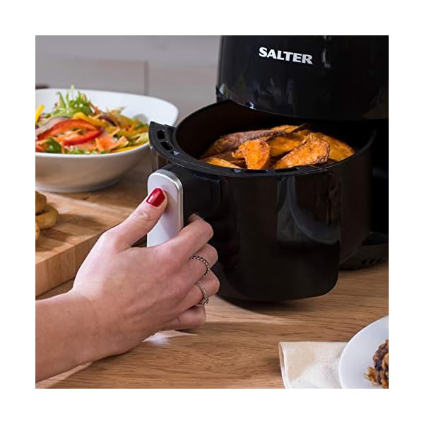 Salter-EK2817-Compact-Hot-Air-Fryer-with-Removable-Frying-Rack-2-L-1000-W-BlackSilver Salter EK2817 Compact 2L Hot Air Fryer, 1000W Fryer, Removable Frying Rack & 30 Minute Timer, Adjustable Temperature…