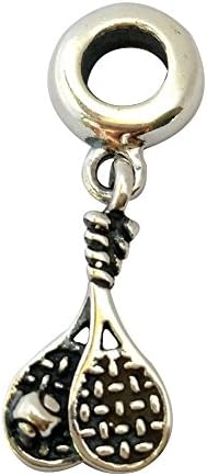 Tennis Dangle Charm 925 Sterling Silver Sports Beads fit for DIY Charms Bracelets