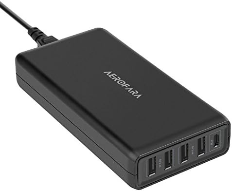 111W USB C Power Delivery Charger, 5 Ports USB Type C AC Power Adapter with 87W PD Charger Port, 4 USB Charger Port (Total 24W) and UL Standard Power Cord for MacBook Pro, Google Pixel 2