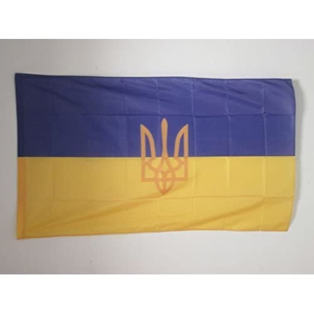 AZ FLAG - Ukraine coat of arms Flag - 2x3 Ft - Ukrainian Banner with Sleeve - 100% Polyester - Fade Resistant - Vivid Colors - 2' x 3' Feet - 90x60 Cm