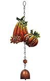 Cute Fall Harvest Metal Bell Wind Chimes Perfect for Gardens, Porches, Patios, Gazebos, and More..(Pumpkins & Squash)