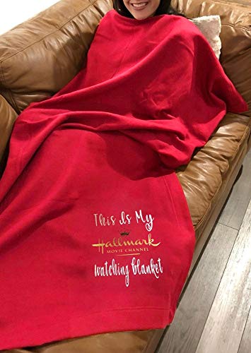 This is My Hallmark Movie Channel Watching Blanket | Funny Saying Letter Print Throw Blankets for Bed Couch Decorative Sofa Chair Cover Lazy Blanket-Red