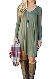 iGENJUN Women's Long Sleeve V-Neck Casual Loose T-Shirt Dress