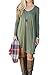 iGENJUN Women's Long Sleeve V-Neck Casual Loose T-Shirt Dress