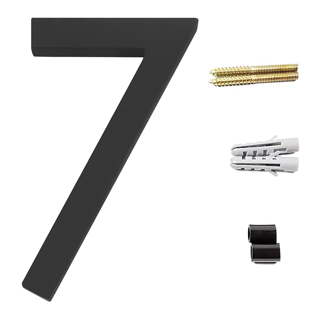 Zayookey Floating House Numbers Modern Door Adress Numbers 4.72 Inch Black Street Numbers for Mailbox Yard Home Wall Door Garage Gate with Nail Kit (Door Number 7)