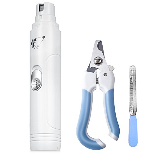 Oria Rechargeable Pet Nail Grinder + Trimmer Grooming Clippers,More Powerful Nail Grinder Kit for Dogs and Cats or All Other Pets