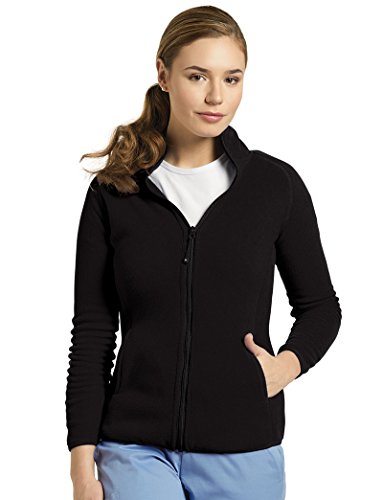 White Cross Women's 448 Polar Fleece Scrub Jacket-Black-Small