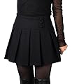 LD Womens Vintage A-line Wool Blended Pleated Mini Skater Skirts