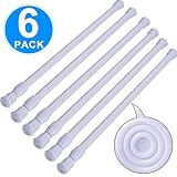 SIQUK 6 Pack Cupboard Bars Adjustable Spring Tension Rods White Refrigerator Bar Extendable Rod for DIY Projects, 15.7 to 28 Inches
