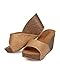 REFRESH Women Leatherette Open Toe Studded Single Band Cork Platform Wedge Sandal CA65 - Taupe