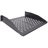 NavePoint 2U 19-Inch Universal Vented Rack Mount Cantilever Fixed Server Cabinet Shelf 16-Inches Deep Black