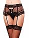 Escante Women's Fancy Lace Garter Belt, Black, Small